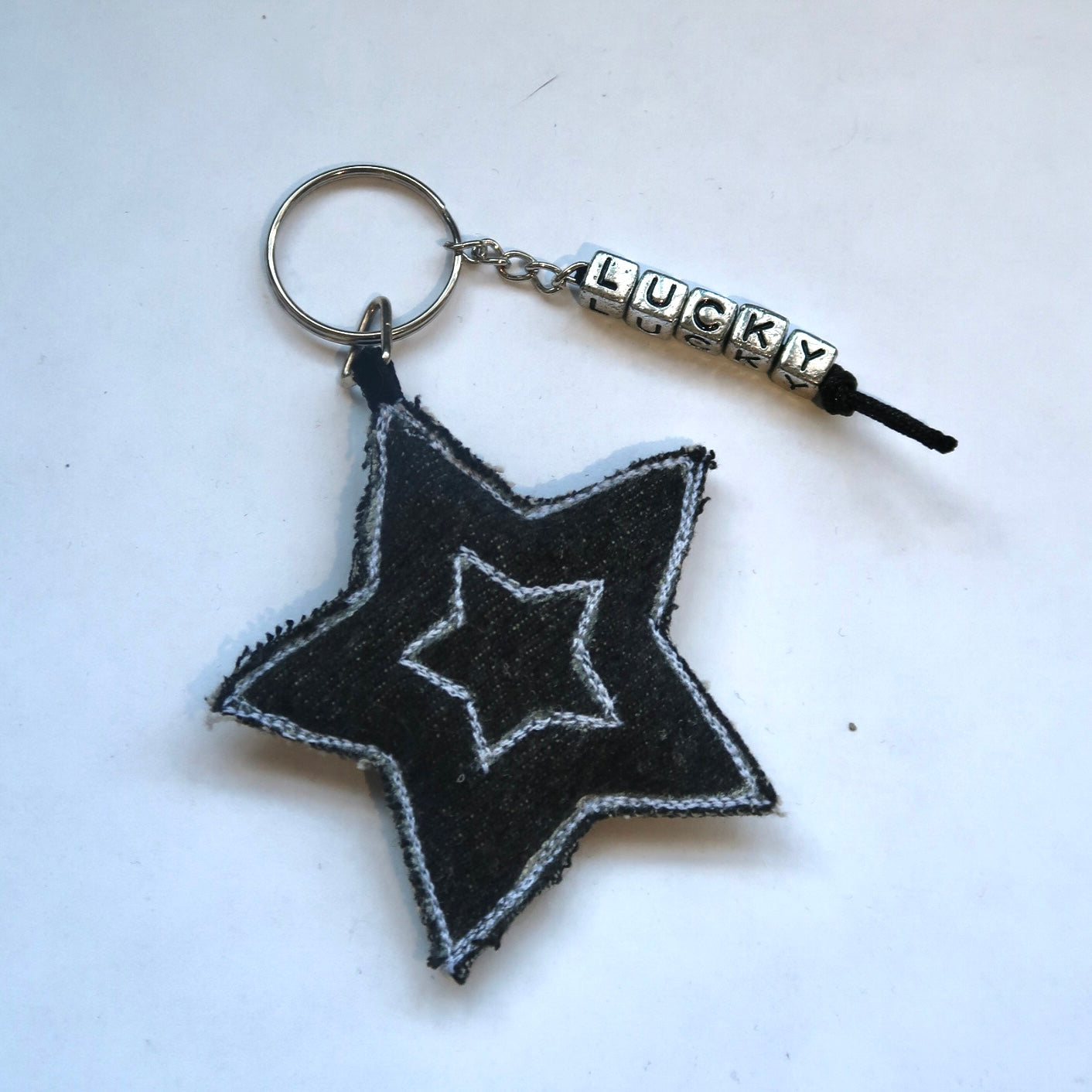 STAR Keychain - Gray Denim